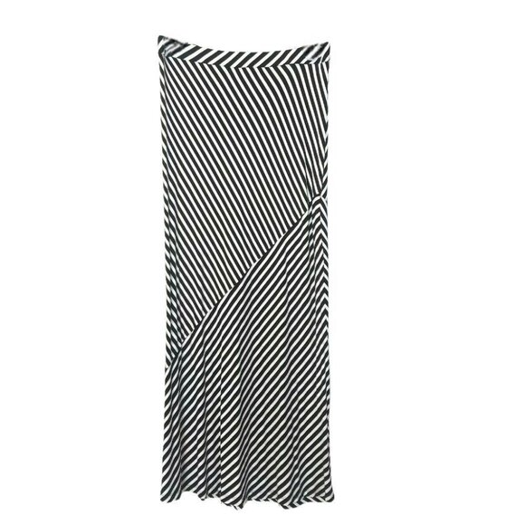 Cha Cha Vente Plus Size 2X Maxi Skirt Womens Black White Striped Asymmetric - Picture 2 of 8
